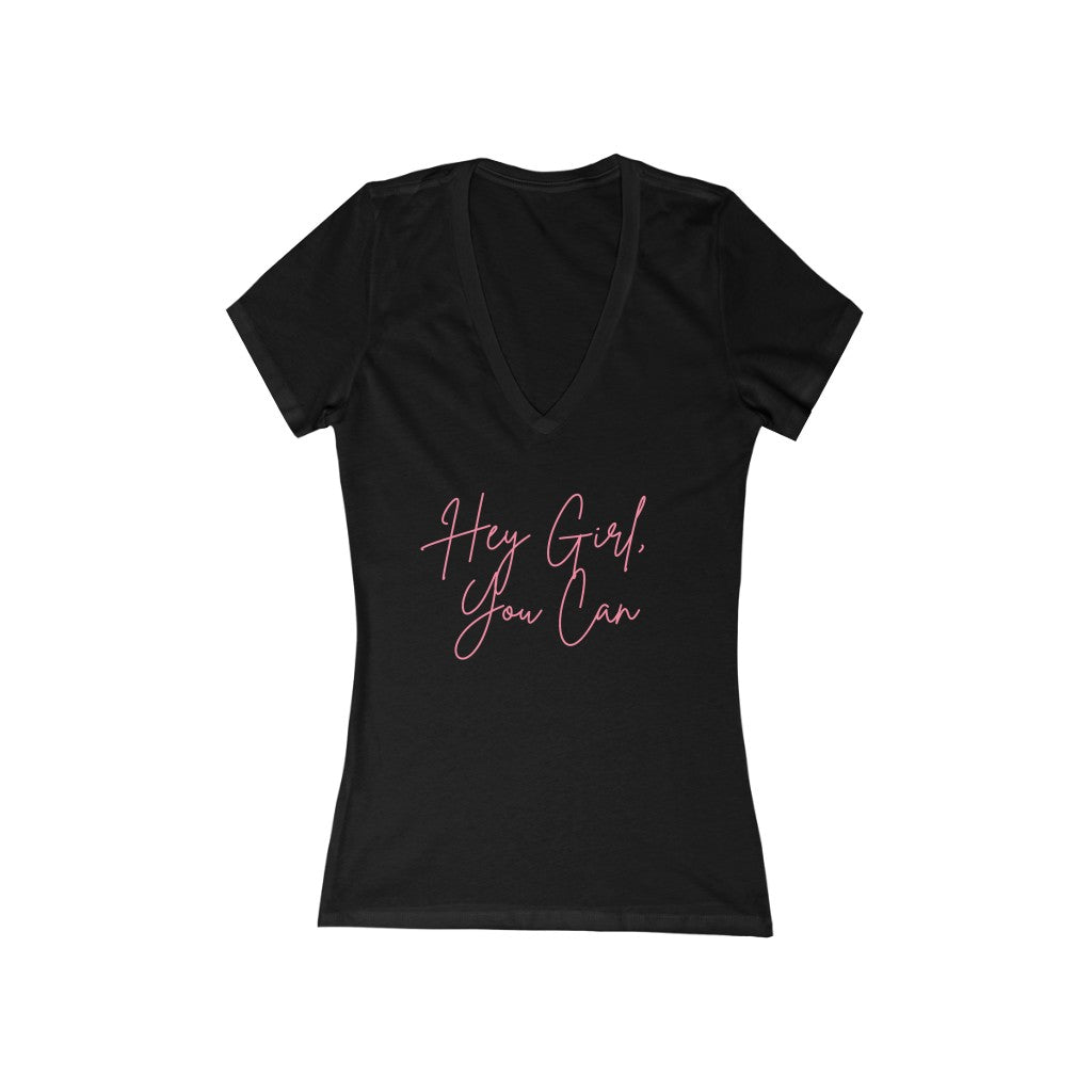Hey Girl, You Can Jersey Short Sleeve Deep V-Neck – Hey Girl You Can