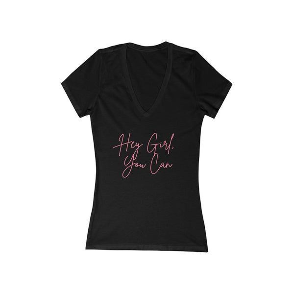 Hey Girl, You Can Jersey Short Sleeve Deep V-Neck